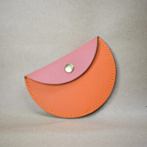 pochette pression rose orange cuir