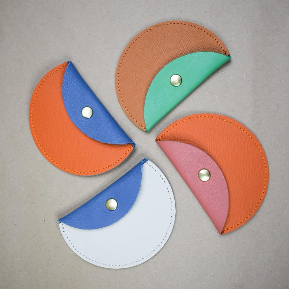 pochettes pression cuir bicolore