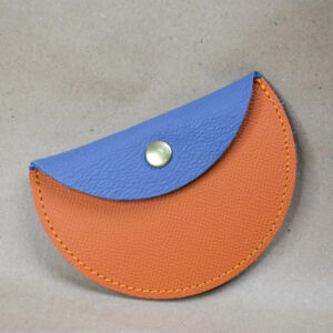 pochette cuir orange bleu