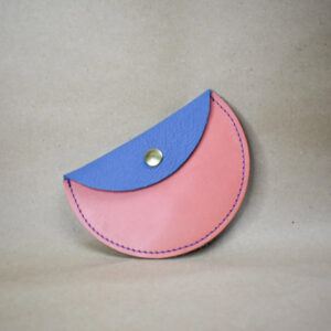 pochette cuir pression rose bleu